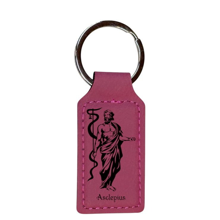 Keychain - Rectangle - Asclepius - Leather