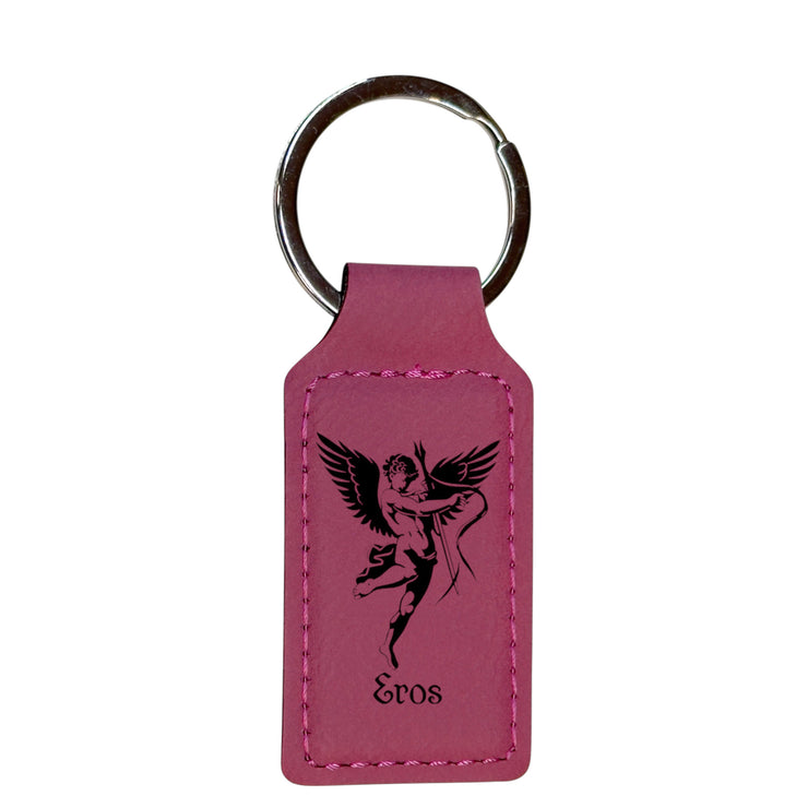 Keychain - Rectangle - Eros God of Love - Leather