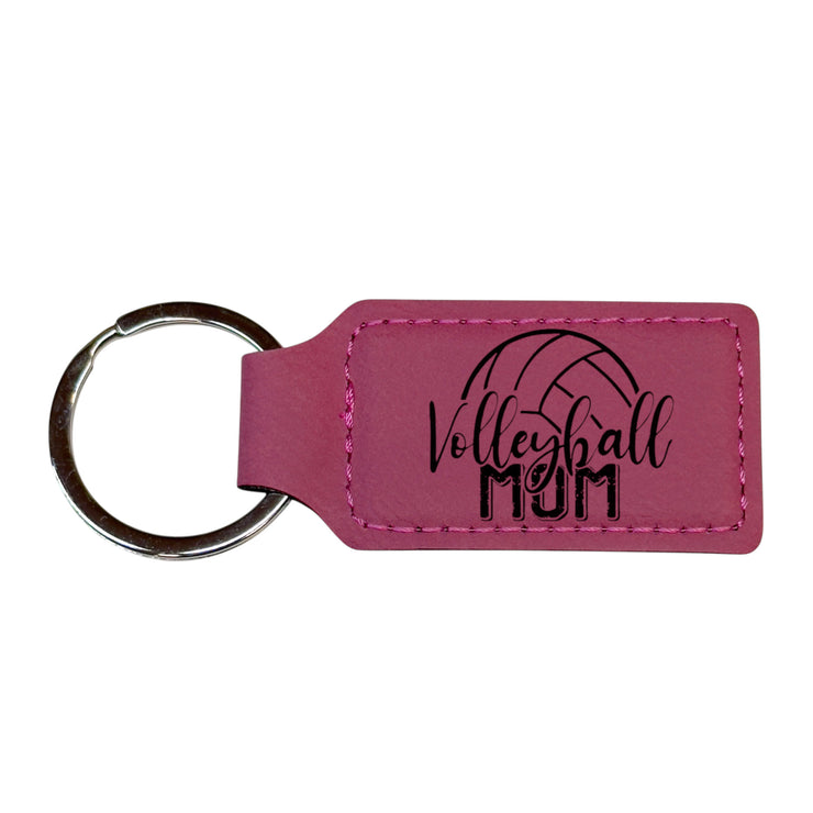 Keychain - Rectangle - Volleyball Mom - Leather