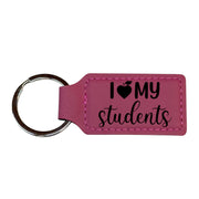 Keychain - Rectangle - I love my students - Leather