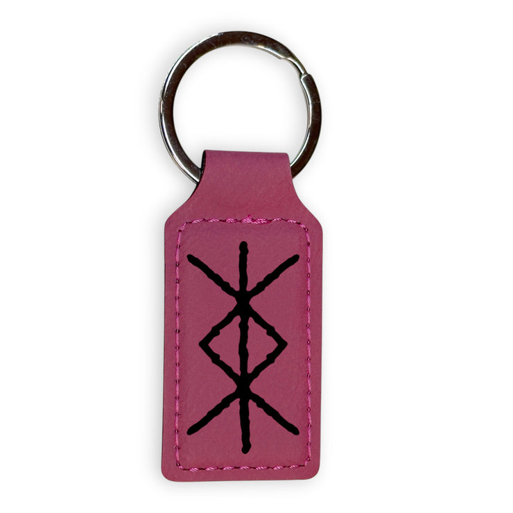 Keychain - Rectangle - Viking Protection Rune - Leather