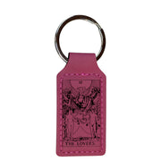 Keychain - Rectangle - The Lovers Tarot Card - Leather