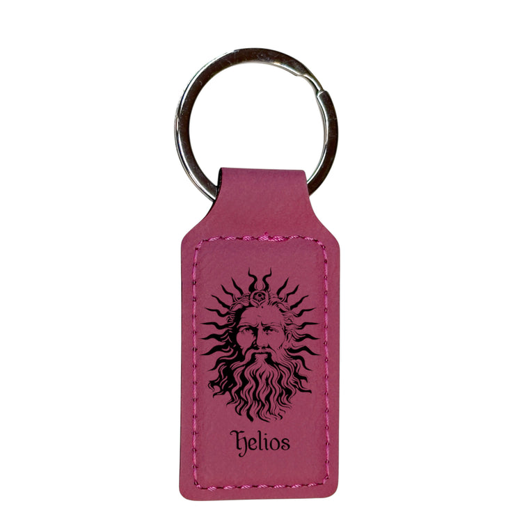 Keychain - Rectangle - Helios God of the Sun - Leather