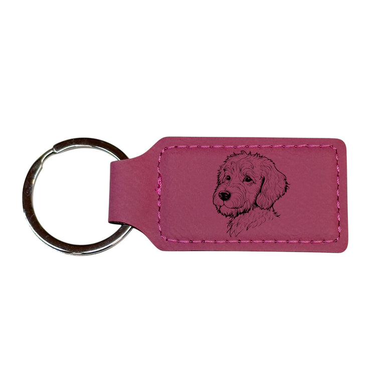 Keychain - Rectangle - Golden Doodle - Leather