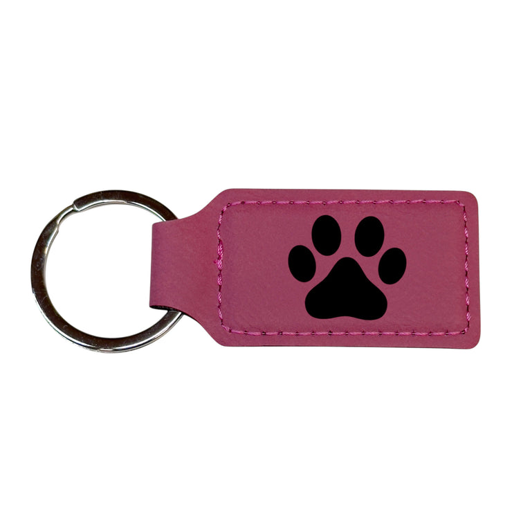 Keychain - Rectangle - Dog Paw - Leather