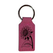 Keychain - Rectangle - Sunflower - Leather