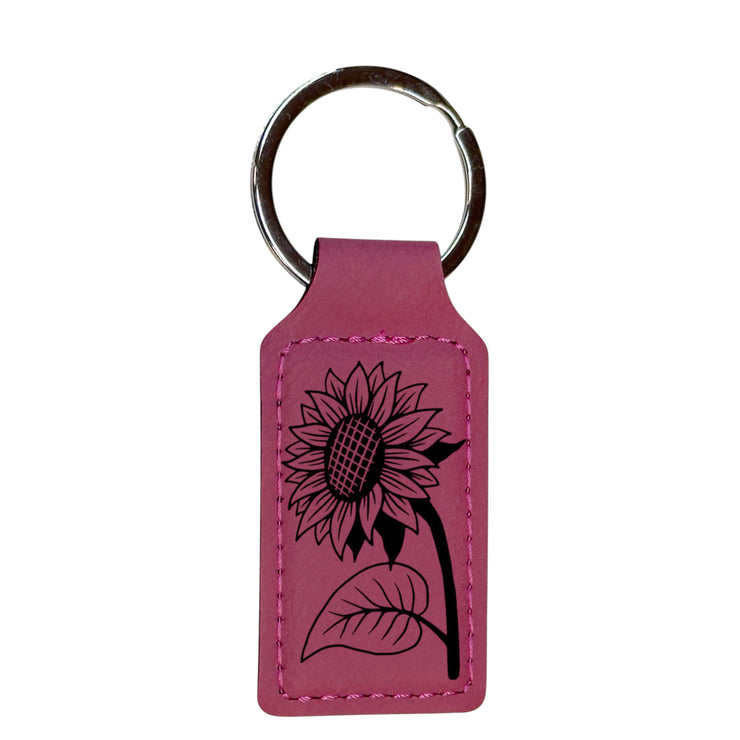 Keychain - Rectangle - Sunflower - Leather
