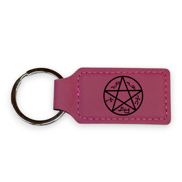 Keychain - Rectangle - Demon Trap - Leather