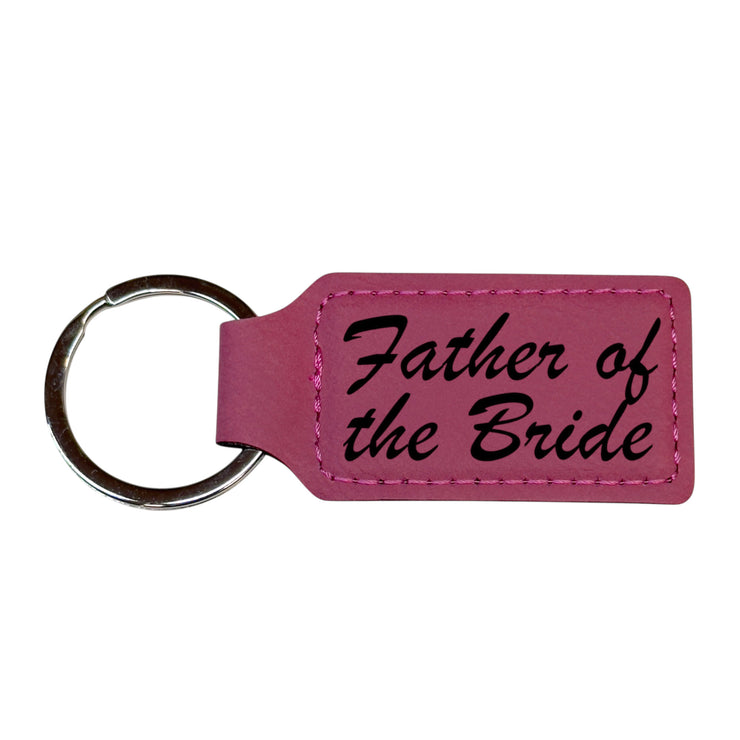 Keychain - Rectangle -  Father of the Bride - Leather