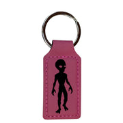 Keychain - Rectangle - Alien - Leather 3" x 1 3/4"
