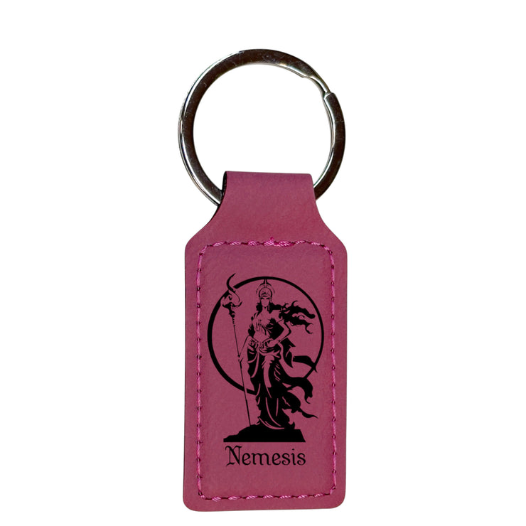 Keychain - Rectangle - Nemesis Goddess of Revenge - Leather