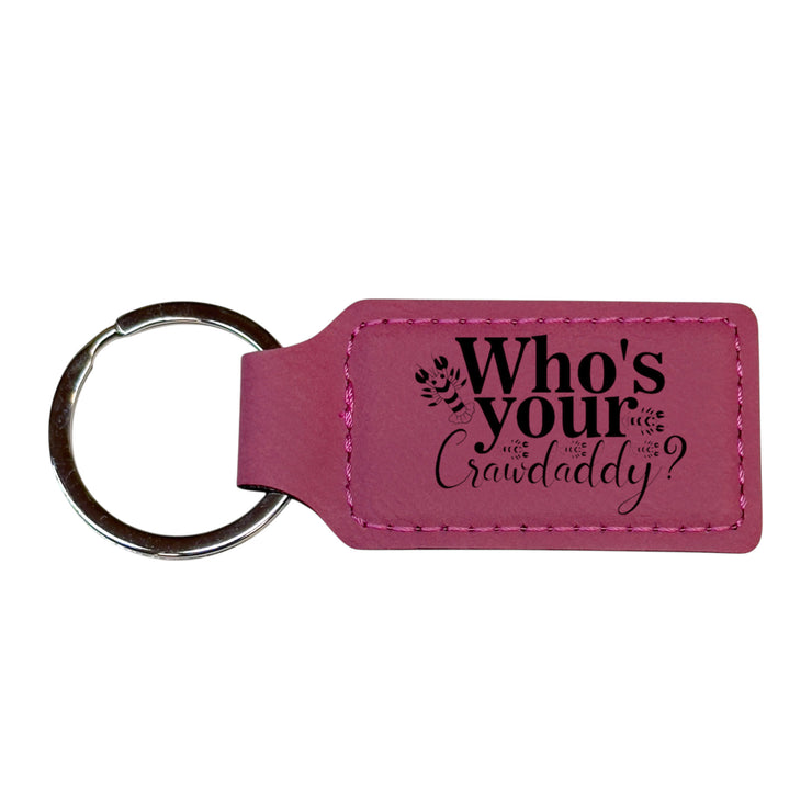 Keychain - Rectangle - Whos your Crawdaddy - Leather