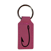 Keychain - Rectangle - Fish Hook - Leather