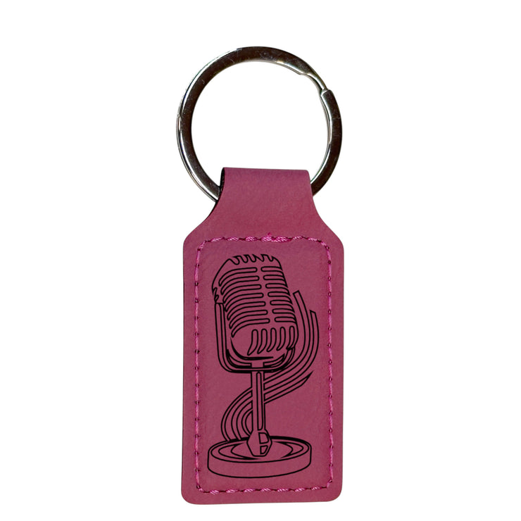 Keychain - Rectangle - Microphone - Leather