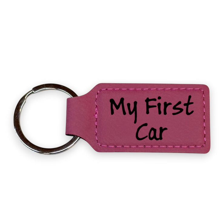 Keychain - Rectangle - My first car - Leather