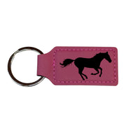 Keychain - Rectangle - Running Horse - Leather