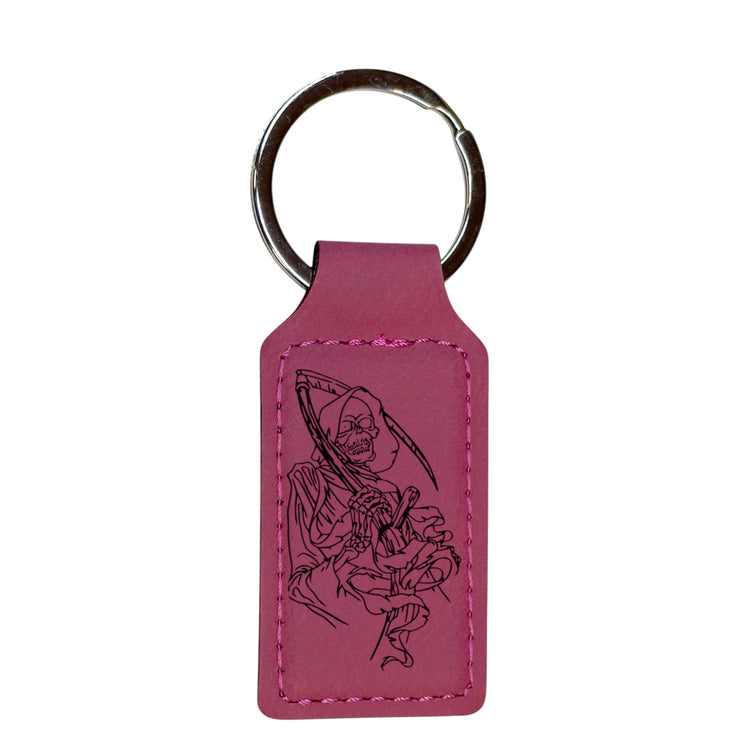 Keychain - Rectangle - Dealer of Death Grim Reaper - Leather