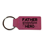 Keychain - Rectangle -  Father Grandpa Hero - Leather