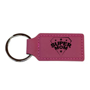 Keychain - Rectangle - Super Mom - Leather