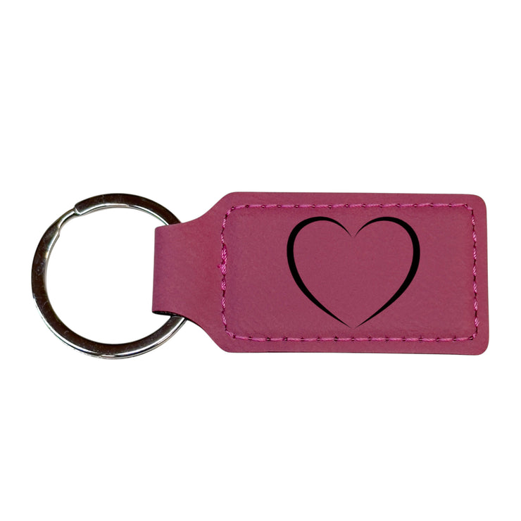 Keychain - Rectangle - Heart - Leather