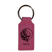 Keychain - Rectangle - Selene Goddess of the Moon - Leather