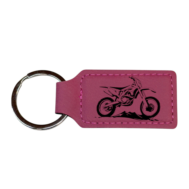 Keychain - Rectangle - Dirt Bike - Leather