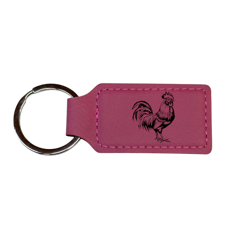 Keychain - Rectangle - Chicken - Leather