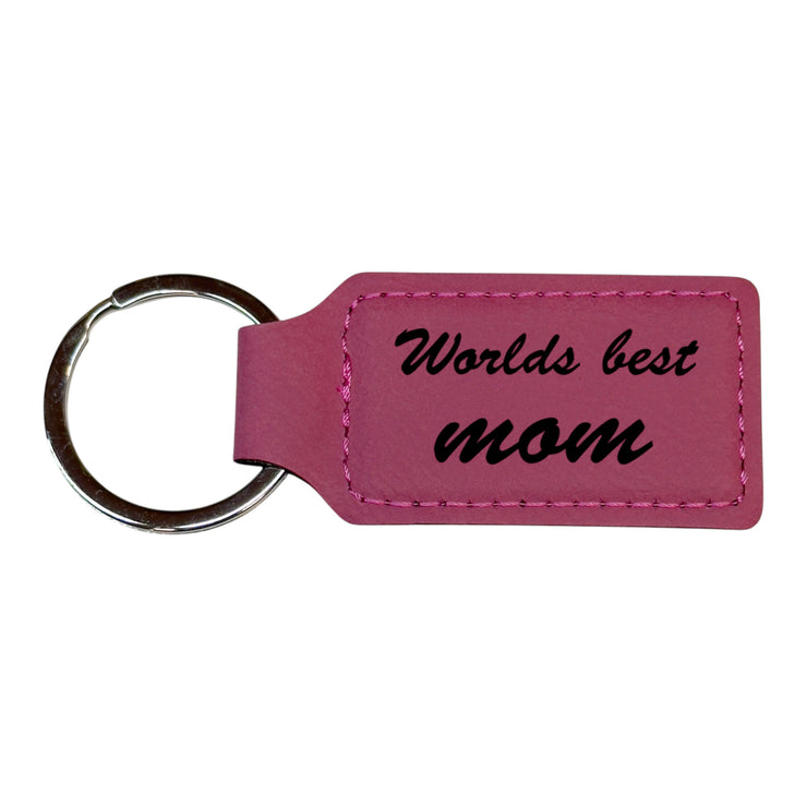 Keychain - Rectangle - Worlds best mom - Leather