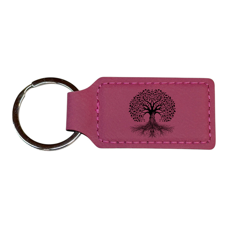 Keychain - Rectangle - Celtic Tree of Life - Leather