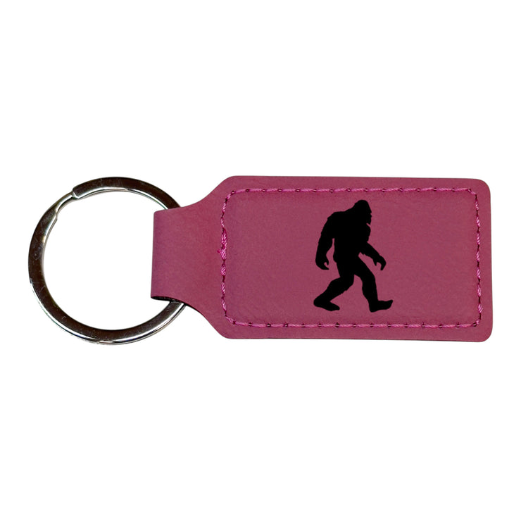 Keychain - Rectangle - Bigfoot Sasquatch - Leather