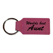 Keychain - Rectangle - Worlds best Aunt - Leather