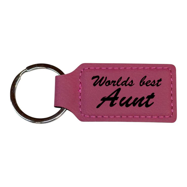 Keychain - Rectangle - Worlds best Aunt - Leather