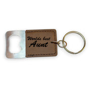 Keychain - Bottle Opener - Worlds best Aunt - Leather