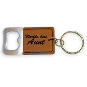 Keychain - Bottle Opener - Worlds best Aunt - Leather