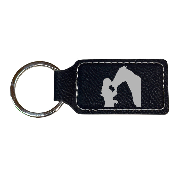 Keychain - Rectangle - Horse Girl - Leather