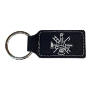 Keychain - Rectangle - Firefighter Emblem - Leather
