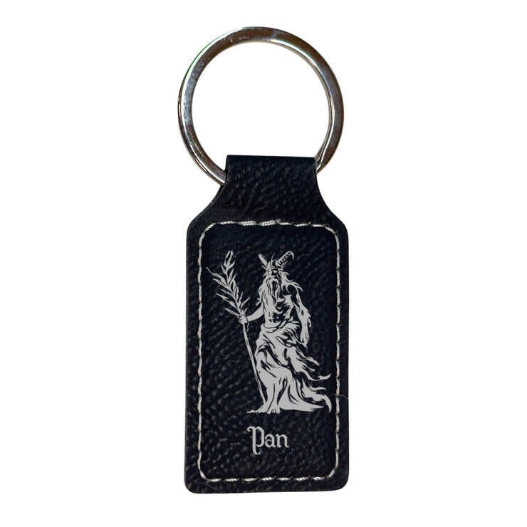 Keychain - Rectangle - Pan God of Nature - Leather