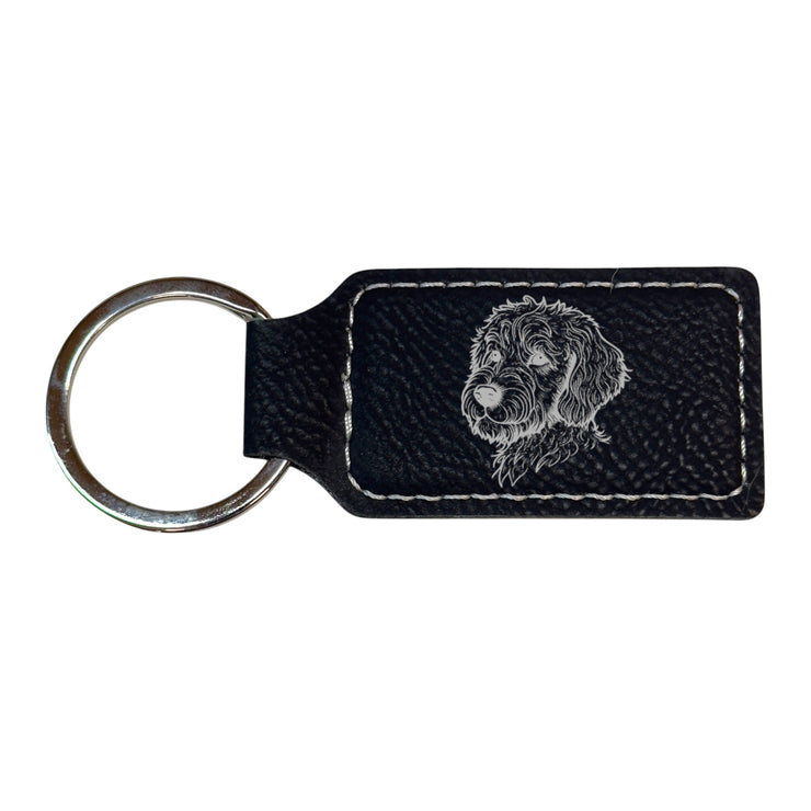 Keychain - Rectangle - Golden Doodle - Leather