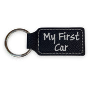 Keychain - Rectangle - My first car - Leather