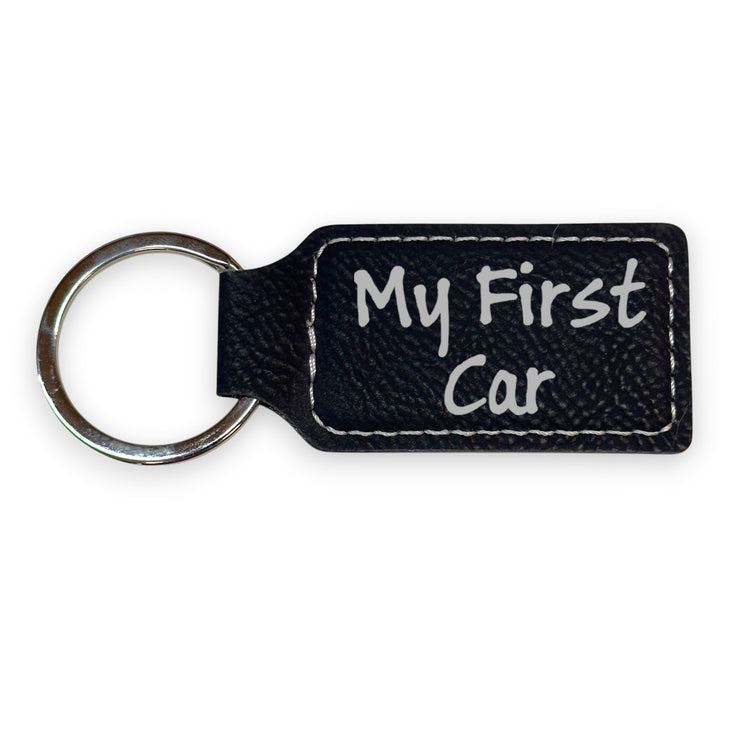 Keychain - Rectangle - My first car - Leather