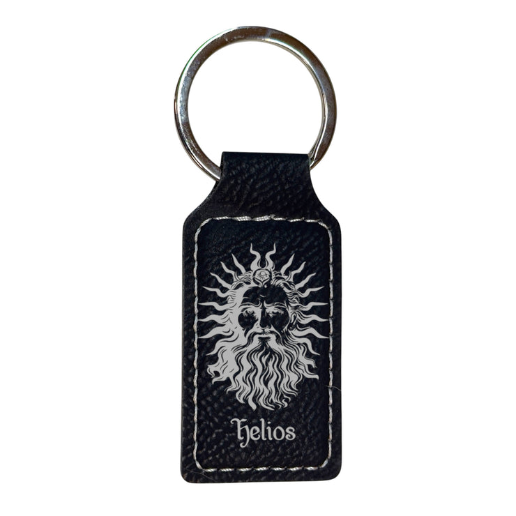 Keychain - Rectangle - Helios God of the Sun - Leather