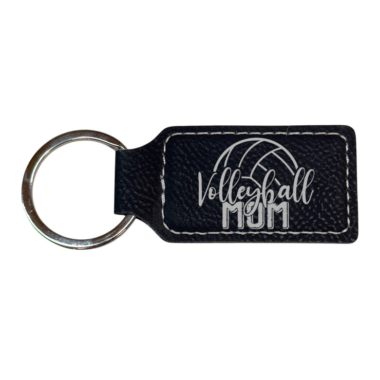 Keychain - Rectangle - Volleyball Mom - Leather