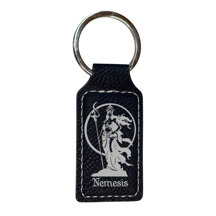 Keychain - Rectangle - Nemesis Goddess of Revenge - Leather