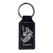 Keychain - Rectangle - Poseidon God of the Sea - Leather
