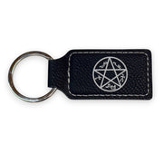 Keychain - Rectangle - Demon Trap - Leather