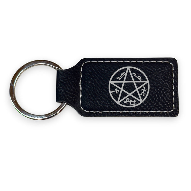 Keychain - Rectangle - Demon Trap - Leather