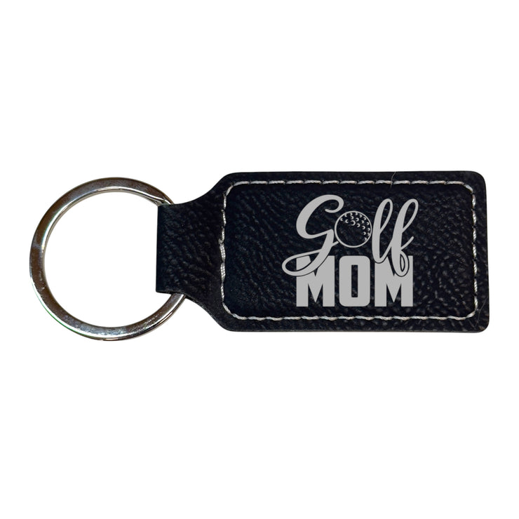 Keychain - Rectangle - Golf Mom - Leather