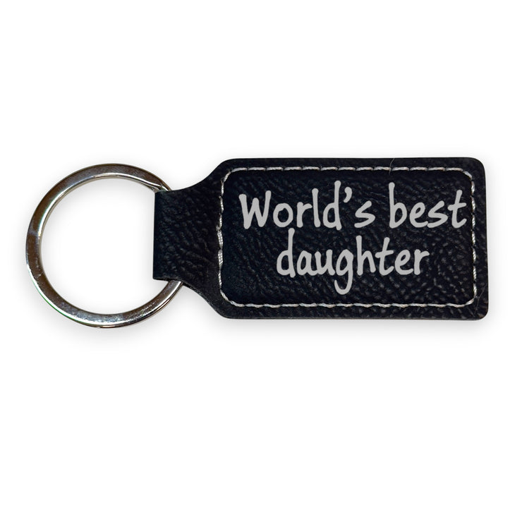 Keychain - Rectangle - Worlds best daughter - Leather