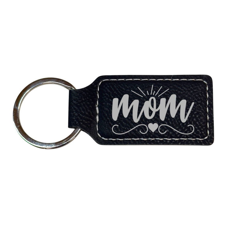 Keychain - Rectangle - Mom - Leather