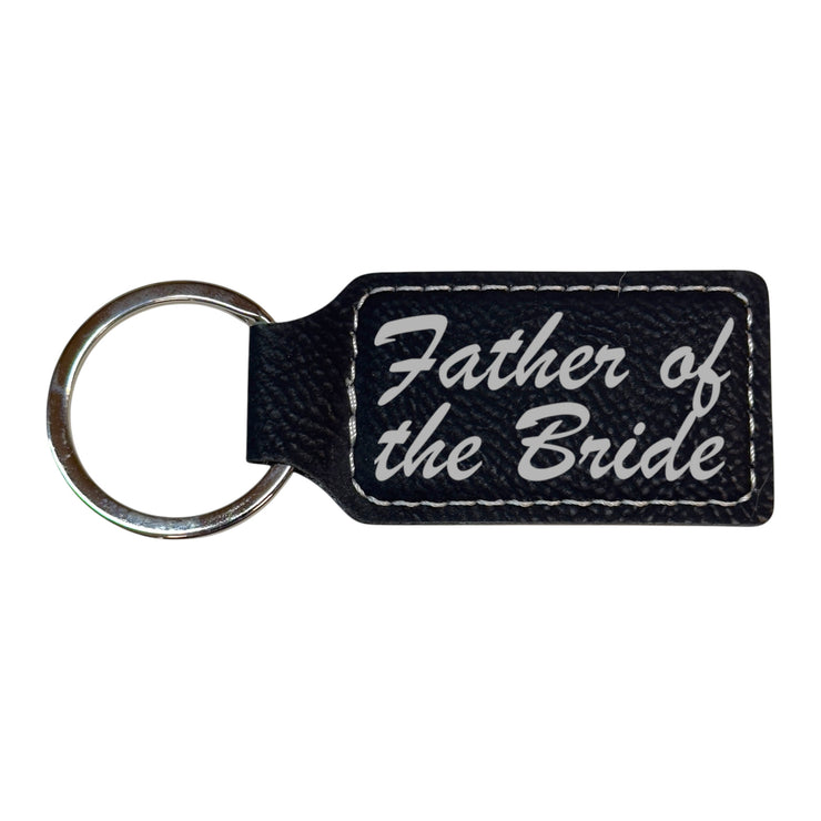 Keychain - Rectangle -  Father of the Bride - Leather